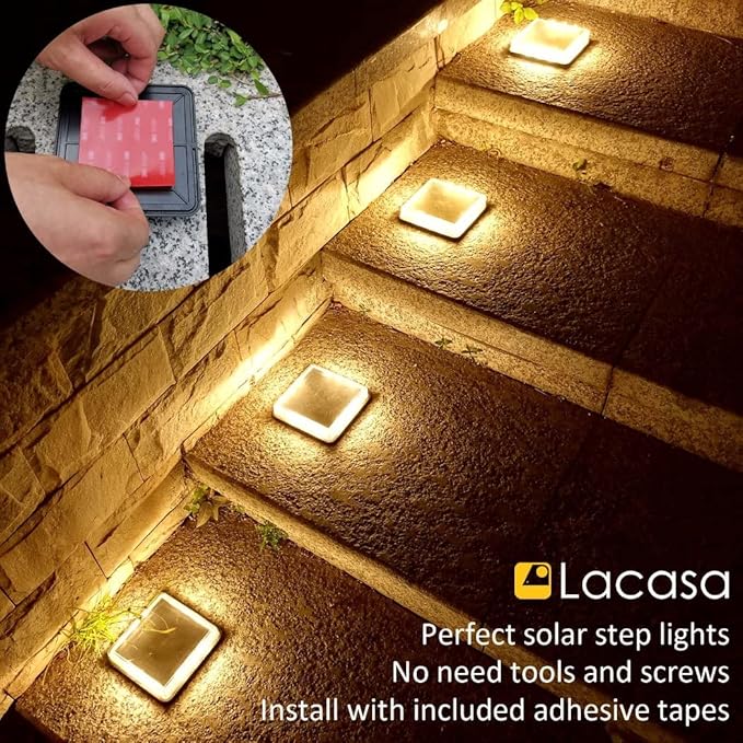 Solar Deck Lights, Driveway Walkway Dock Light Solar Powered Outdoor Stair Step Pathway LED Lamp for Backyard Patio | Lumora