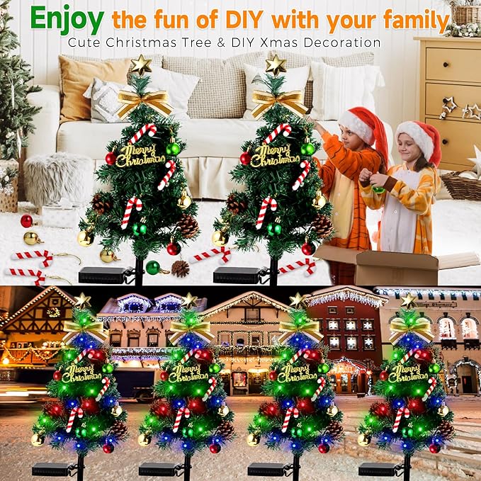 Solar Christmas Decorations Outdoor，DEIDOULU Solar Christmas Tree, 2 Pack 40 Led Light 2 Modes Outdoor Xmas Tree | Lumora