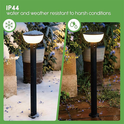 Basin Series - 24.5" Solar Pathway Lights - Walkway Lights for Outside - PIR Sensor & Three Lighting Modes - Rechargeable Battery Lasts Up to 35 Hours - 2700K - Dark Sky Friendly - 4 Pack