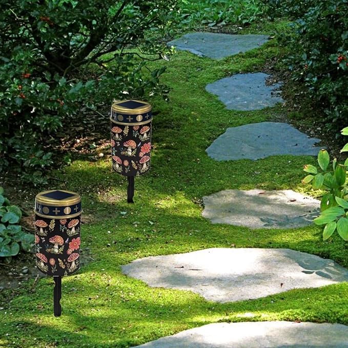 Mushroom Print Garden Solar Outdoor Lights Eternal Light Lawn Lamp Waterproof Solar for Outside Cemetery Decorations Yard Lawn Pathway Figurines
