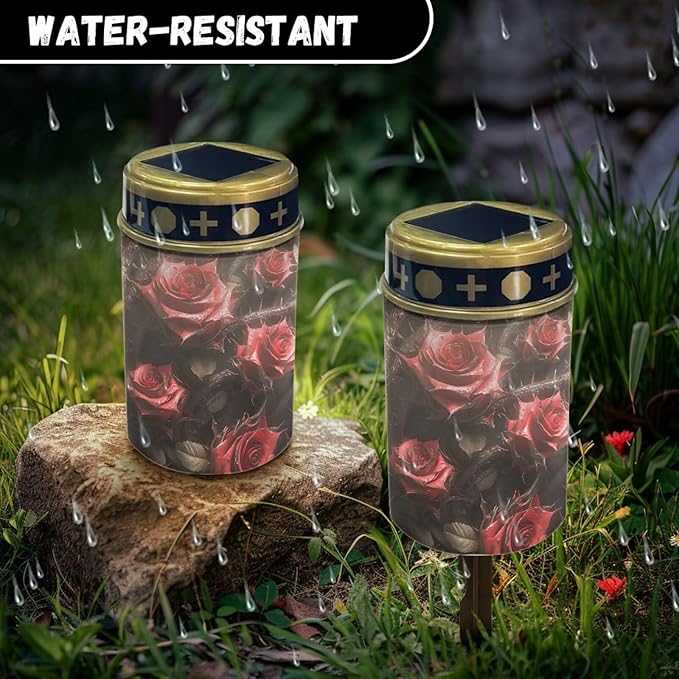 Solar Garden Lights Outdoor Waterproof Decorative Solar Lights Red Roses Outdoor Solar Lights for Garden Yard Patio Lawn Outdoor Decor, Gifts for Dad,Mother,Grandma