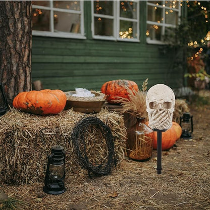 Halloween Solar Skull Garden Stake Light Outdoor Solar Pathway Lamp Decorative Yard Landscape Lighting for Halloween Outdoor Décor
