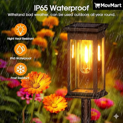 Solar Pathway Lights Outdoor, 4 Pack Solar Powered Garden Lights Waterproof IP65, Auto On/Off Outdoor Light for Lawn Patio Walkway Driveway Decor Landscape Lighting