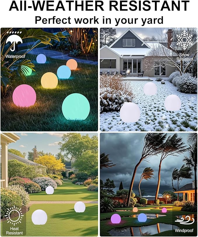 shumi 8-inch Solar Globe Lights Outdoor Waterproof, LED Solar Ball Light Outdoor 16 RGB Colors 4 Modes with Remote | Lumora