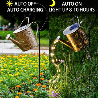 Outdoor Garden Decor Solar Lights, Large Waterproof Watering Can Landscape Lights Hanging Outside Decorations for Gardening Gift Yard Front Porch Lawn Driveway Patio Backyard Pathway