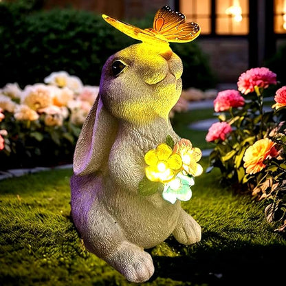 Solar Rabbit Decor for Easter Gifts with Waterproof Outdoor Bunny Lights Lawn Ornaments Bunny Statue Gifts for Garden for Yard Patio Home Decorations.