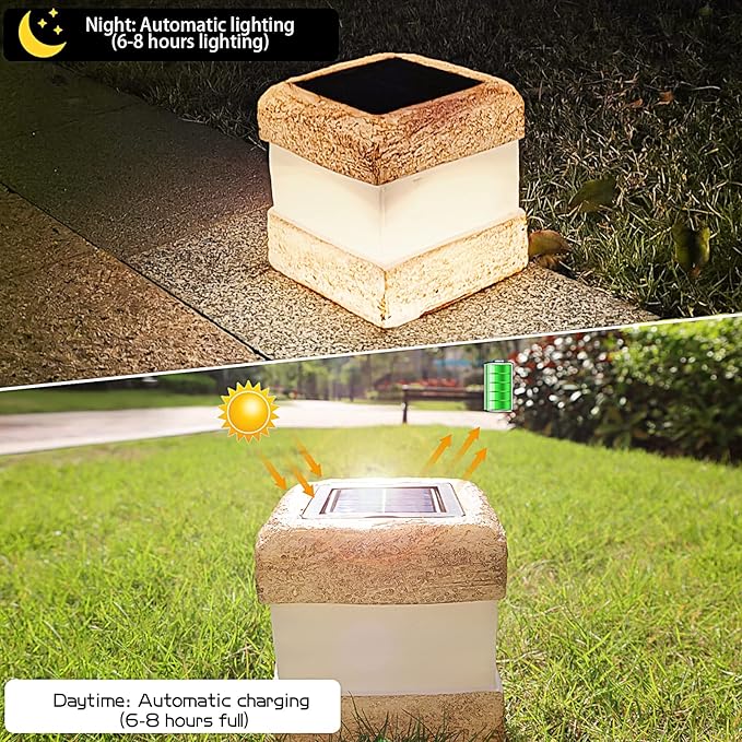Larekook 2 Pack Solar Rock Light Christmas Decorations Outdoor,Solar Lights Outdoor Waterproof Fake Rock Garden Statue with LED Light for Lawn Landscape Pathway Yard Decor,Garden Gift for Women(Brown)