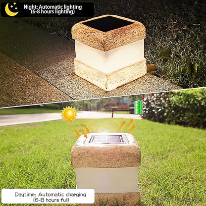Larekook 2 Pack Solar Rock Light Christmas Decorations Outdoor,Solar Lights Outdoor Waterproof Fake Rock Garden Statue with LED Light for Lawn Landscape Pathway Yard Decor,Garden Gift for Women(Brown)