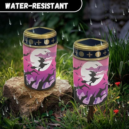 Witch Solar Outdoor Lights Printed Garden Decor Solar Lights Cemetery Decorations for Grave Grave Decorations