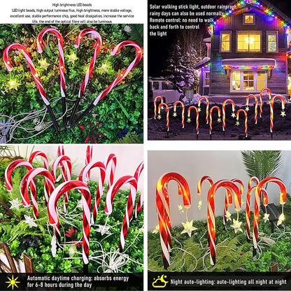 MIOBER Solar Outdoor Snowflake Cane Lights, IP65 Waterproof Solar Pathway Lights, Landscape Lighting Solar Garden Lights for Christmas Outside Yard Pathway Backyard,5 PCS
