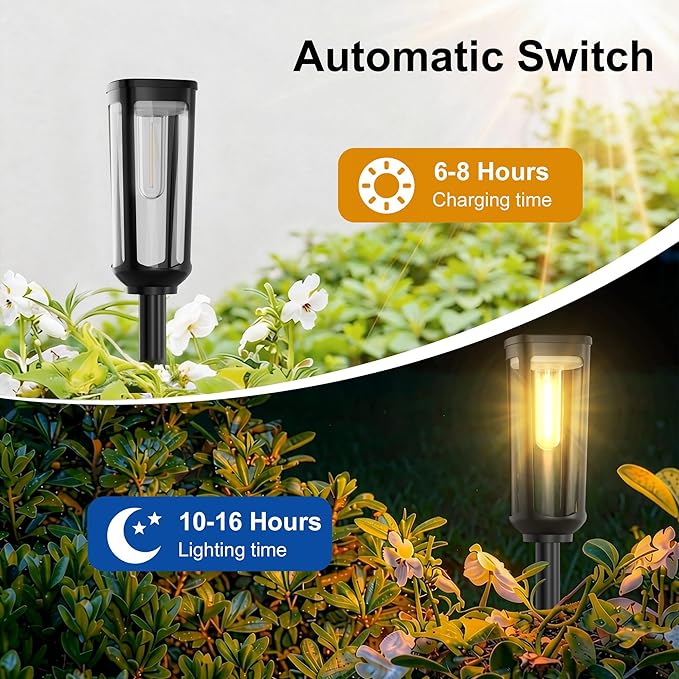 Solar Pathway Lights Outdoor,2 Pack Warm Garden Lights Solar Powered Waterproof IP65,Auto On/Off Outdoor Light for | Lumora