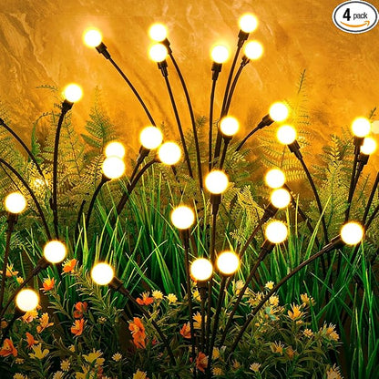 Skeemi Solar Garden Lights – LED Firefly Outdoor Solar Lights, IP65 Waterproof, Swaying “Fireflies” Pathway Lights for Patio Ideal Gift for Women & Grandma (Pack of 4, 40, Heads)