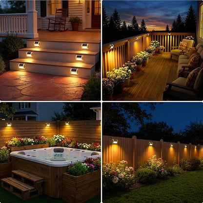 JSOT 12 Pack Solar Lights Outdoor Waterproof for Stairs - Solar Deck Lights Stainless Steel Step Fence Patio Post Wall Lamp for Garden Pathway Walkway LED Decor Light(Warm Light)