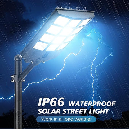 Sunwish Solar Lights Outdoor Waterproof 5000W, 6500K LED Solar Street Light with Motion Sensor & Dusk to Dawn, Security Flood Lights Outdoor with Remote Control for Parking Lots, Yard, Garage