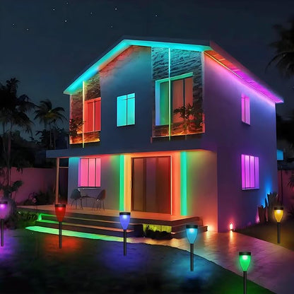 Solar Lights Outdoor Garden - 16 Pack Color Changing Solar Yard Lights Outdoor Waterproof, Bright RGB Solar Powered Garden Lights for Pathway, Sidewalks, Walkway, Lawn