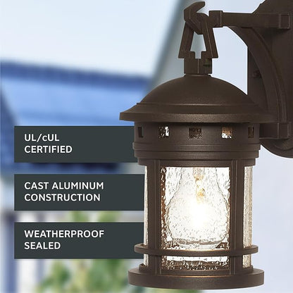 DESIGNERS FOUNTAIN Sedona Outdoor Light Fixture, 10.75 Inch Exterior Wall Lantern Sconce for Front Door, Patio and Porch, Oil Rubbed Bronze, 2370-ORB