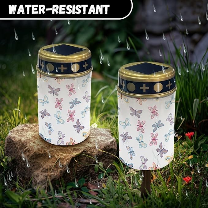 Watercolor Butterfly Solar Garden Lights Outdoor Solar Floral Lights LED Solar Lantern for Yard,Patio,Driveway,Home Solar Stake Lights Flameless Lights,Birthday Decoration