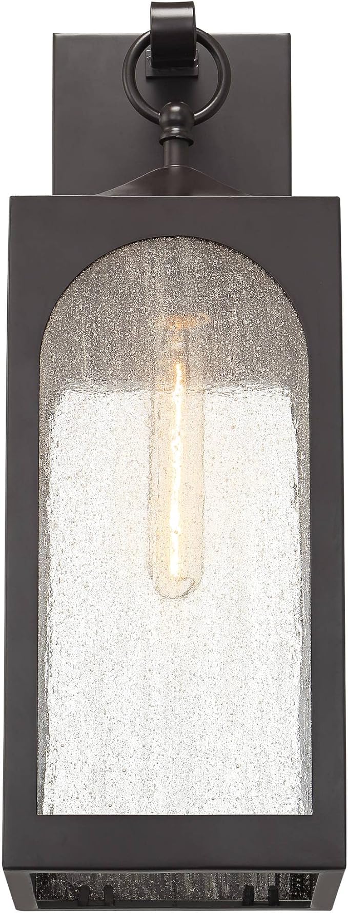 Possini Euro Design Tyne Modern Outdoor Wall Light Fixture Bronze Steel Lantern 20 1/2" Clear Seedy Glass Panels | Lumora