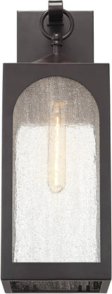 Possini Euro Design Tyne Modern Outdoor Wall Light Fixture Bronze Steel Lantern 20 1/2" Clear Seedy Glass Panels | Lumora