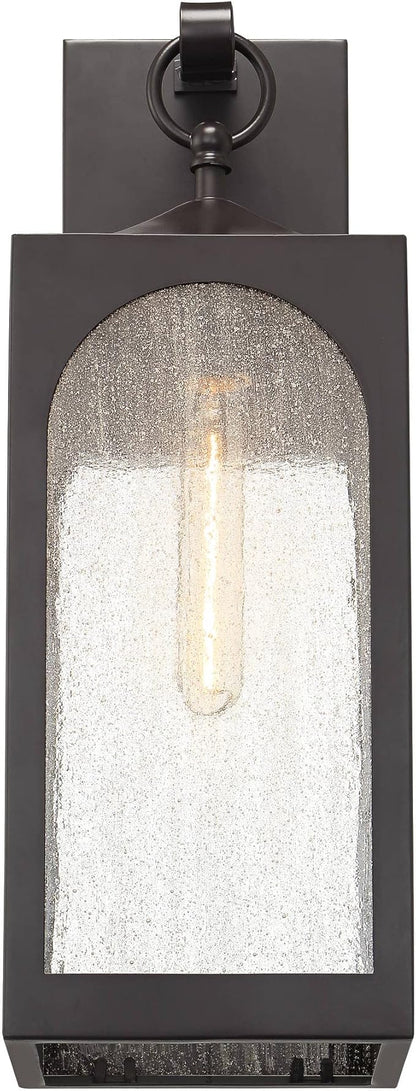 Possini Euro Design Tyne Modern Outdoor Wall Light Fixture Bronze Steel Lantern 20 1/2" Clear Seedy Glass Panels for Exterior House Porch Patio Outside Deck Garage Yard Front Door Garden Home
