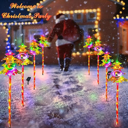 30.7'' Larger Christmas Decorations Outdoor Solar Pathway Lights, 3Packs Solar Christmas Trees with Colour 51LEDS, Xmas Tree Candy Cane Stake Lights Outside for Garden Porch Path Yard Decor