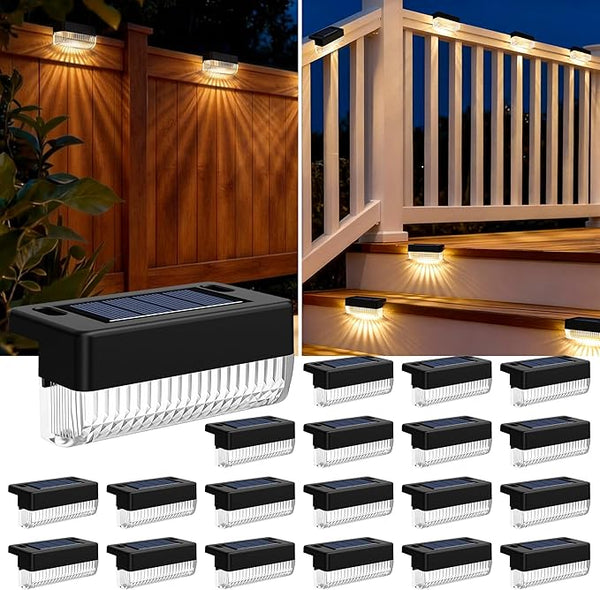 Solar Deck Lights Outdoor 20 Packs, Solar Powered LED Step Lights Waterproof Outdoor for Deck, Step, Fence, Wall | Lumora