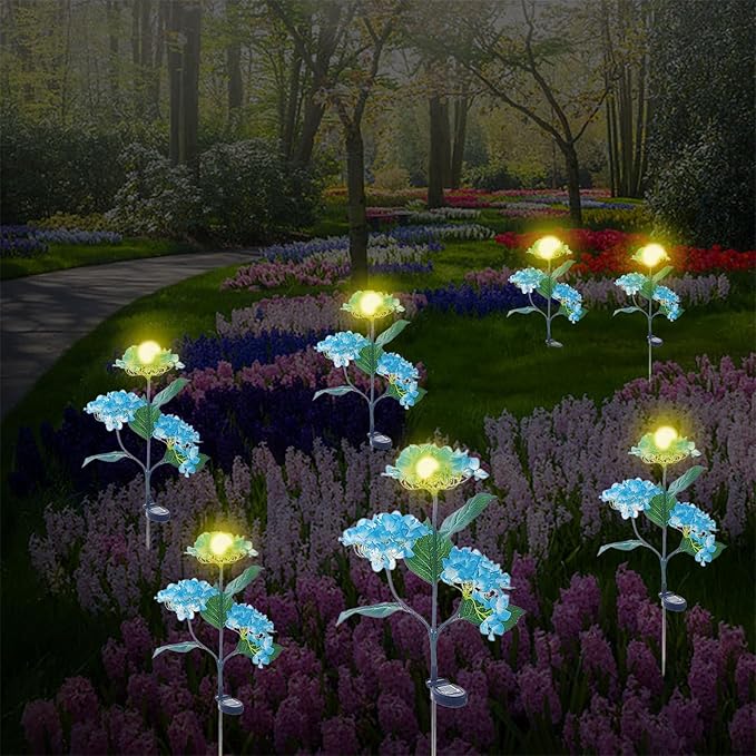 Solar Outdoor Lights, Hydrangea Garden Lights, Waterproof Garden Lawn Lamps, Inserted Flower LED Light for Yard | Lumora