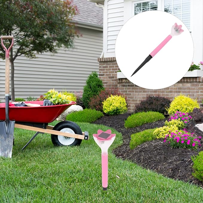 BESPORTBLE 2pcs Solar Pathway Lights Pink Solar Flower Garden Stakes Outdoor Decorative Lawn and Patio Powered Landscape Lighting