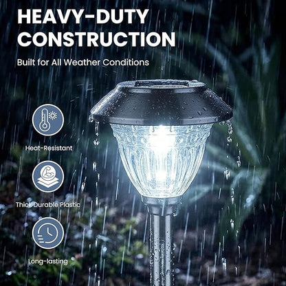 Energizer Solar Outdoor Garden Lights - 10 Pack LED Driveway Solar Lights with 10 Lumen Output, Patterned Glass & Metal Finish, IP65 Waterproof & Easy to Install Garden Lights for Outside - Black
