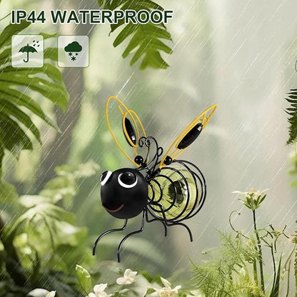 EVOLUX Hanging Bee Solar Garden Lights Decor for Outside, Outdoor Statues Figurine Lights Decorations for Patio Balcony Yard Ornament Housewarming(2 pcs)