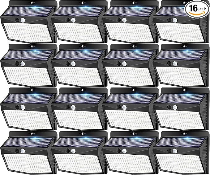Peasur [ 16 Packs] Solar Motion Sensor Lights Outdoor, Solar Fence Lights with 3 Lighting Modes, Solar Powered | Lumora