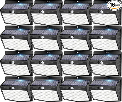 Peasur [ 16 Packs] Solar Motion Sensor Lights Outdoor, Solar Fence Lights with 3 Lighting Modes, Solar Powered Security Lights Waterproof for Outside Yard Wall Garden Backyard Deck Step Garage