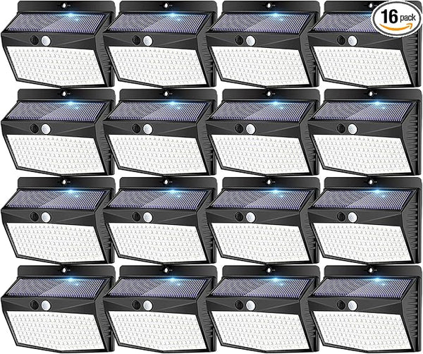Peasur [ 16 Packs] Solar Motion Sensor Lights Outdoor, Solar Fence Lights with 3 Lighting Modes, Solar Powered | Lumora