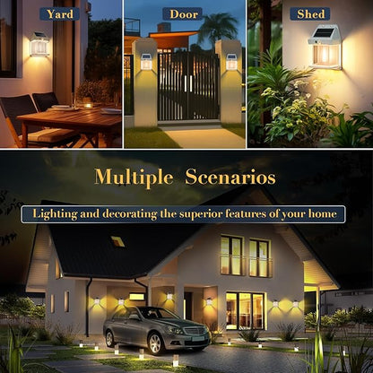 Outdoor Solar Powered Wall Sconce Lights Dawn to Dusk 8.2" H White Motion Sensor 3 Lighting Modes for Porch Garage House Patio Shed Barn Door Yard Outside Decorative Waterproof -2 Pack
