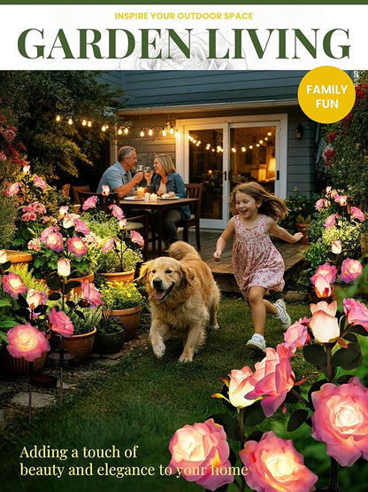 GIGALUMI Solar Lights Outdoor for Garden Decor, 3 Pack Solar Flower Lights Waterproof, 2 Lighting Modes 9 Rose Flowers for Pathway,Yard, Patio Decoration, Gardening Gifts for Women (Purple)