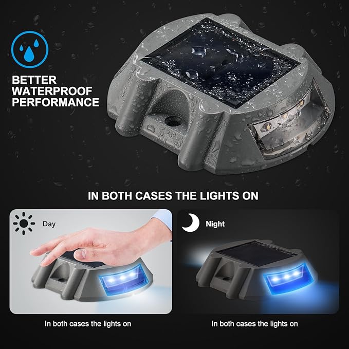 SUNWIND Blue Solar LED Lights - 4 Pack Solar Deck Lights Blue Marker Solar Lights Outdoor for Garden, Driveway, Pathway, Patio