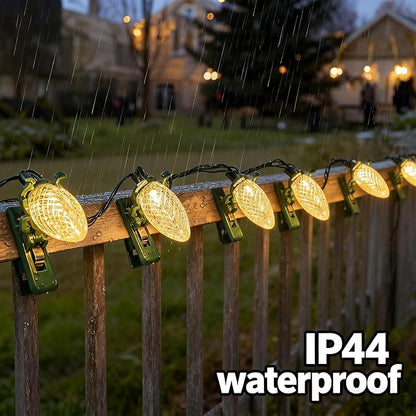TW SHINE C9 Christmas Lights Outdoor with 100 Count Clips, 100 LED 66 FT Christmas String Lights Outdoor and Timer, Waterproof Connectable for Yard Xmas Tree House Decorations (Warm White)