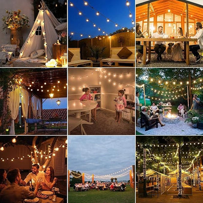 ZOTOYI Outdoor String Lights Waterproof IP65, 200 FT Outdoor Lights for Patio with 104 Shatterproof G40 Bulbs(4 Spare), LED String Lights for Outside, Cafe, Porch, Backyard, Dimmable (2-Pack 100FT)