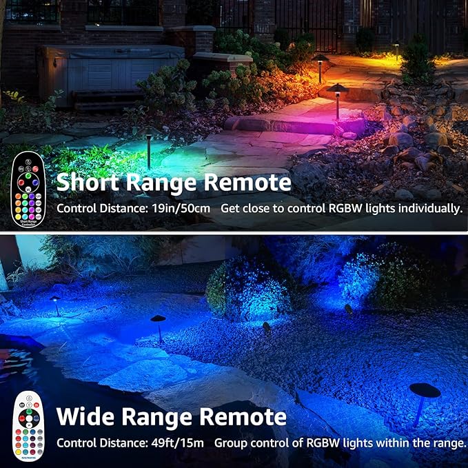 SUNVIE All-in-One RGBW Landscape Lighting Kit, 8 Pack Color Changing Low Voltage Landscape Lights with Connector | Lumora