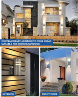 TENGXIN 2 Pack Patio Wall Light Cylinder,Up Down Modern Outdoor Wall Sconce with Stainless Steel Cylinder,Brushed | Lumora