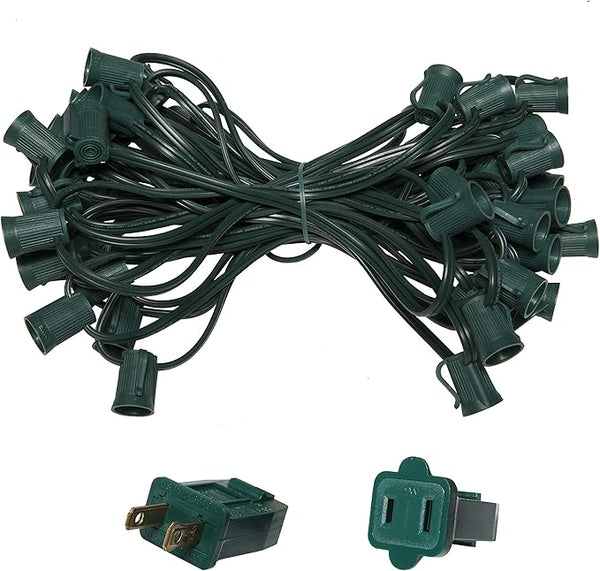 Wintergreen Lighting C9/E17 Light Stringer, 12' Socket Spacing, Outdoor String Light Patio Stringer, Fits C9/E17 | Lumora