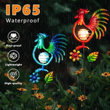 Rooster Solar Garden Lights, 2 Pack Metal Solar Stake Light, 27" H Outdoor Chicken Statues Figurine Lights for | Lumora