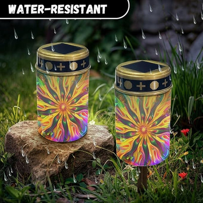 Colorful Floral Cemetery Solar Lights Waterproof Dustproof Solar Powered Garden Stake Lights Practical Outdoor Decorative Lights for Cemeteries Patio Deck Outdoor Decorations