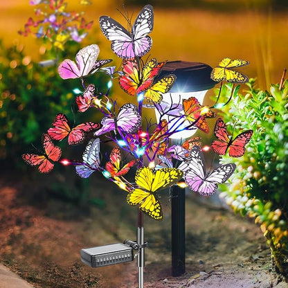 Admitrack 2 Pack Solar Garden Lights Outdoor Solar Butterfly Lights,Solar Outdoor Waterproof Solar Powered Lights, Solar Outdoor Decor Light for Landscape, Pathway, Yard (Colorful Light)