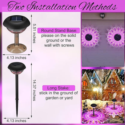 Retisee 4 Pack Diwali Lotus Decoration Solar Pathway Lights Led Waterproof Lotus Lights Diwali Projector Lamp Outdoor for Garden Yard Patio Decor Indian Temples Pooja Gifts