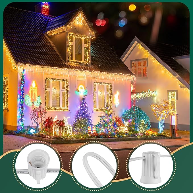 C9 Light Strand, 50 FT Outdoor String Lights Christmas Stringer with 50 Sockets for Christmas Decor Patio, E17 | Lumora