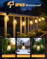 Outdoor String LED Patio Lights - 50FT, IP65 Waterproof Outside Patio Lights with 16 (15+1) S14 LED Bulbs for | Lumora