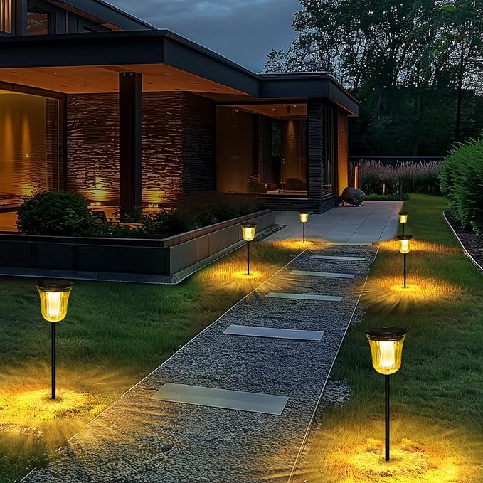 Solar Lights for Outside 9 Pack, Super Bright Solar Pathway Lights Waterproof,Up to 14 Hrs Auto On/Off Solar Garden Lights, Solar Powered Landscape Lighting for Path Yard Garden Walkway