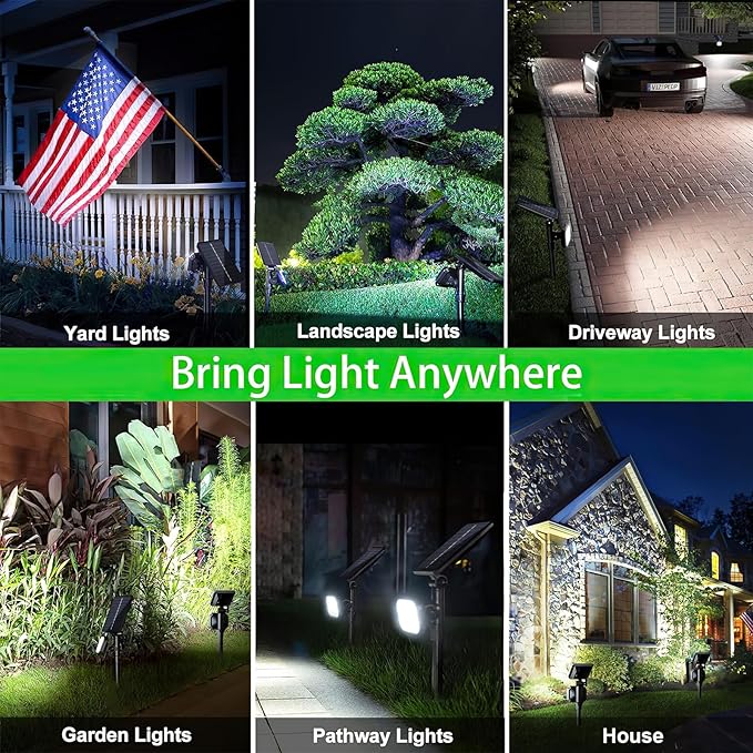 JSOT Solar Lights Outdoor Waterproof - 6 Pack Spot Lights Solar Spotlights Outdoor Waterproof Garden Light for Outside Yard Landscape Lighting Pathway Auto On/Off (Cool Light)
