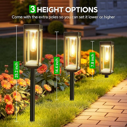 WdtPro 6 Pack Upgraded Solar Pathway Lights Outdoor, Solar Lights Waterproof, Auto On/Off, 15+ Hours Runtime, Lighting for Garden Outside Yard Driveway Landscape Path Patio, Warm White